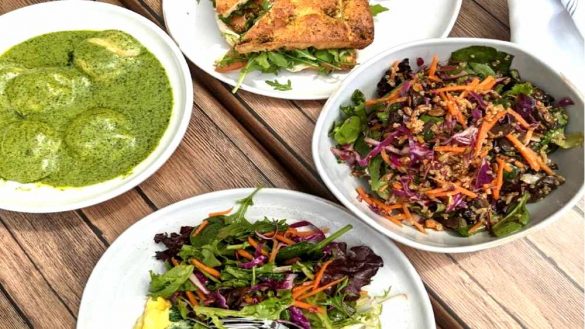 salad, sandwich, ravioli and omelette at Noi DUe Cafe